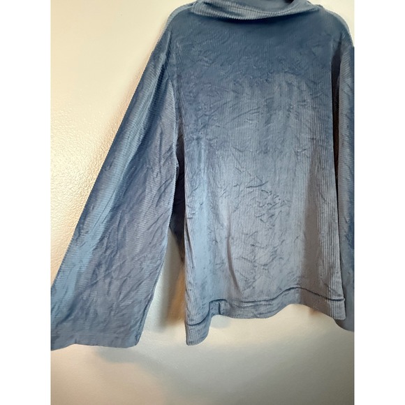 Lane Bryant Blue Ribbed Velour Mock Neck Bell Sleeve Top Plus Size 26/28 - Picture 4 of 10